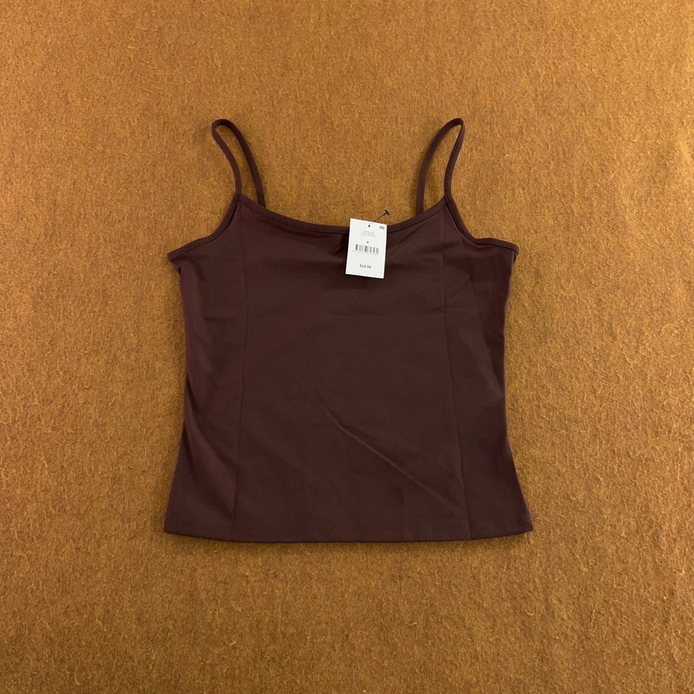Cotton On Womens Medium Dark Oak Hold Me Cami Brown Stretch Tank Top NWT